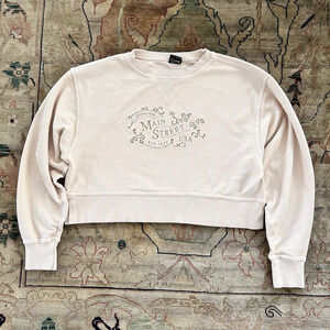 Disney Crop Sweatshirt Ivory Embroidered by Chicka D Womens Small